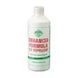 White plastic bottle of barrier enhanced formula fly repellent with red and green labeling non-sting formulation