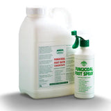 White plastic bottle with green spray nozzle of barrier fungicidal foot spray intensive spray designed for sheep