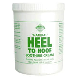 White plastic container with green labeling for barrier animal healthcare natural hoof soothing cream to protect vulnerable areas