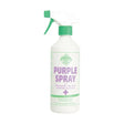 White plastic barrier purple spray bottle with green trigger for superficial wounds in animal husbandry