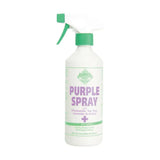 White plastic barrier purple spray bottle with green trigger for superficial wounds in animal husbandry