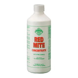 White plastic bottle of barrier red mite concentrate with green and red labeling for organic farming systems