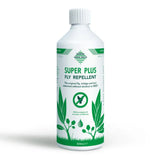 White plastic bottle with green label and white cap barrier super plus fly repellent spray for awkward areas and fly repellent gels