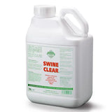 White plastic jug with handle and cap labeled barrier swine clear effective deterrent for bloodsucking pests on pigs