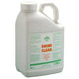 White plastic jug with handle and lid labeled barrier swine clear by barrier animal health ltd effective deterrent for bloodsucking pests