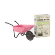 Pink polypropylene barrow in a box with black metal frame and wheels perfect for garden jobs and multipurpose use