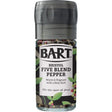 Bart bristol five blend pepper mill 35g with clear glass body and dark gray top filled with colorful peppercorns