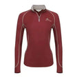 Maroon long-sleeved zip-neck athletic base layer rioja lemieux with gray trim and subtle embroidered logo