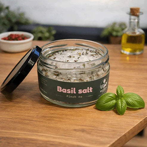 Basil Herb Infused Salt By Broomhill Farm Co