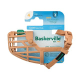 Tan baskerville classic basket muzzle made with leather and improved thermoplastic rubber for dogs