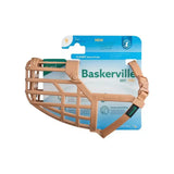 Tan baskerville classic basket muzzle made of plastic leather and improved thermoplastic rubber for dogs