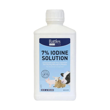 Battles Iodine Solution 7% Veterinary Battles 500ml Barnstaple Equestrian Supplies
