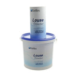 Battles louse powder in a white and blue container with lid is a ready-to-use insecticidal powder for lice control
