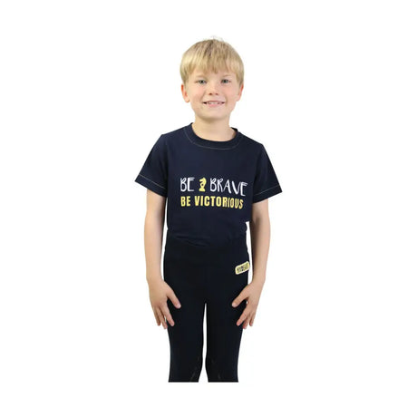 Be Brave T-Shirt by Little Knight Navy/Yellow 11-12 Years Polo Shirts & T Shirts Barnstaple Equestrian Supplies