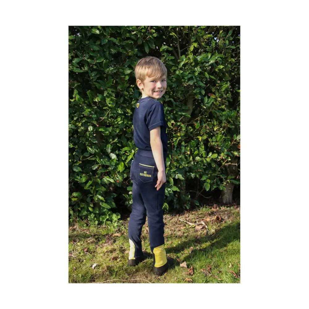 Be Brave Tots Jodhpurs by Little Knight Navy/Yellow 3-4 Years Jodhpurs Barnstaple Equestrian Supplies