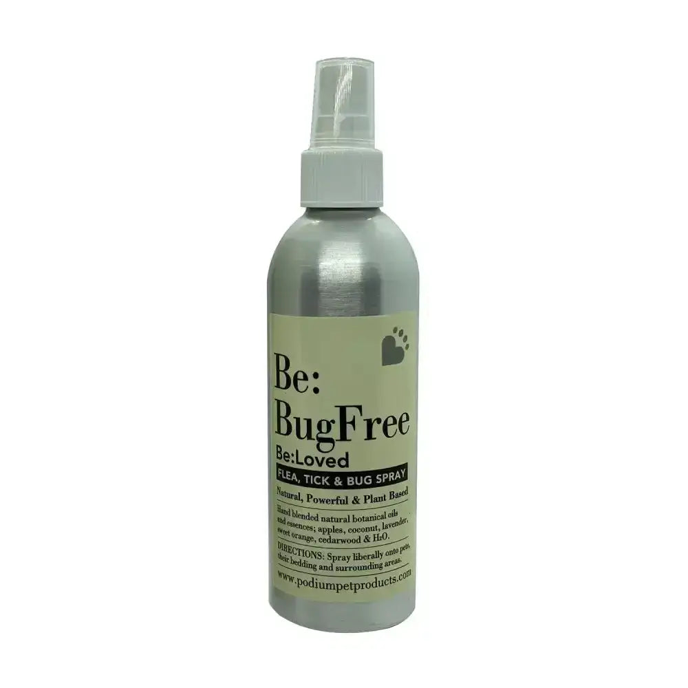 Silver metallic be loved be bugfree spray bottle with white nozzle natural flea tick versatile bug spray for bug free homes