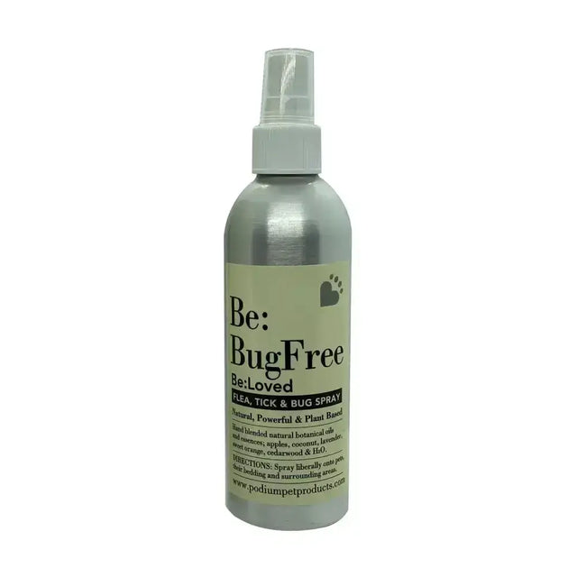 Silver metallic be loved be bugfree spray bottle with white nozzle natural flea tick versatile bug spray for bug free homes