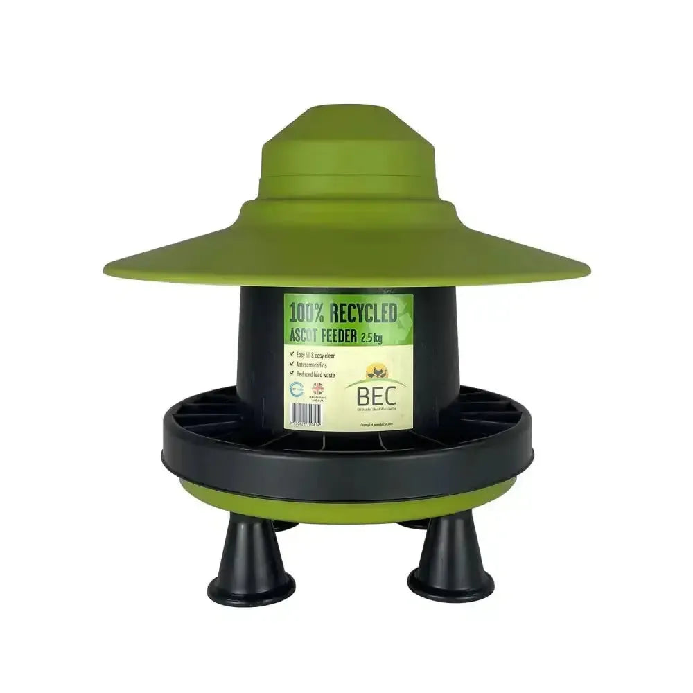 Bec Ascot Feeder Outdoor Recycled 2.5kg Black/Green Poultry Feeders