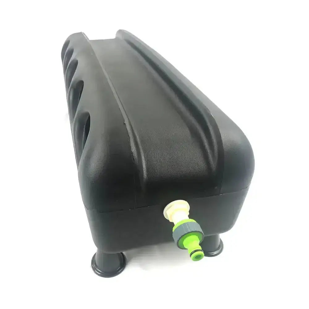 Black plastic Bec automatic duck drinker with green and white spigot and large access holes for easy cleaning
