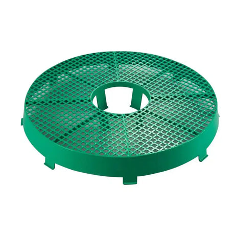 Green plastic circular grid with central hole and tabs for bec chicken stand disko 52cm base support