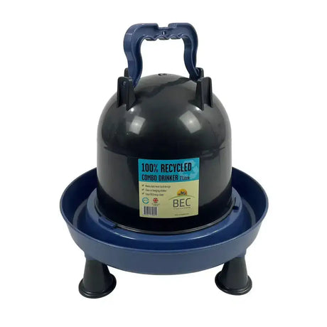 Blue plastic 7-litre bec combo drinker recycled with dome top and ergonomically designed carrying handle