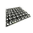 Shiny black metal bec egg tray with oval-shaped compartments for securely holding eggs in a grid layout