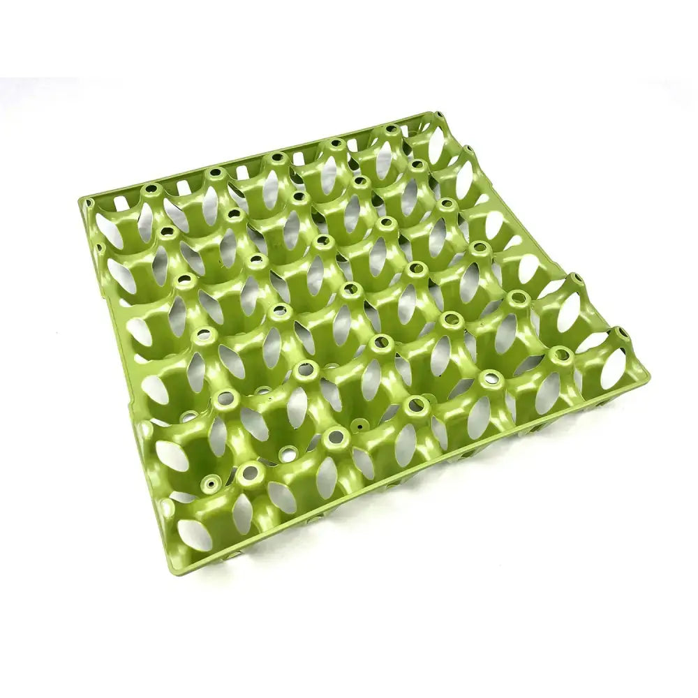 Green plastic bec egg tray with oval compartments made from recycled green plastic for egg storage
