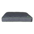 Dark gray beddies waterproof mattress dog bed with lime green stitching and embroidered logo for easy cleaning