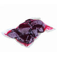 A dark purple glossy gelatinous beetroot vac packed in a vacuum-sealed bag for fresh storage