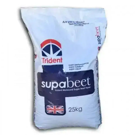 White plastic bag of trident beets supabeet molassed sugar beet feed with high digestible fibre for horses
