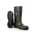 Olive green bekina boots steplite easygrip rubber safety boots with rugged black tread and reinforced toe cap