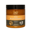 A 300g amber glass jar with black lid of benji and flo daily multivitamin for daily health support