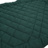 Dark green quilted fleece dog bed with stitched square grid pattern from benji & flo essential fleece collection
