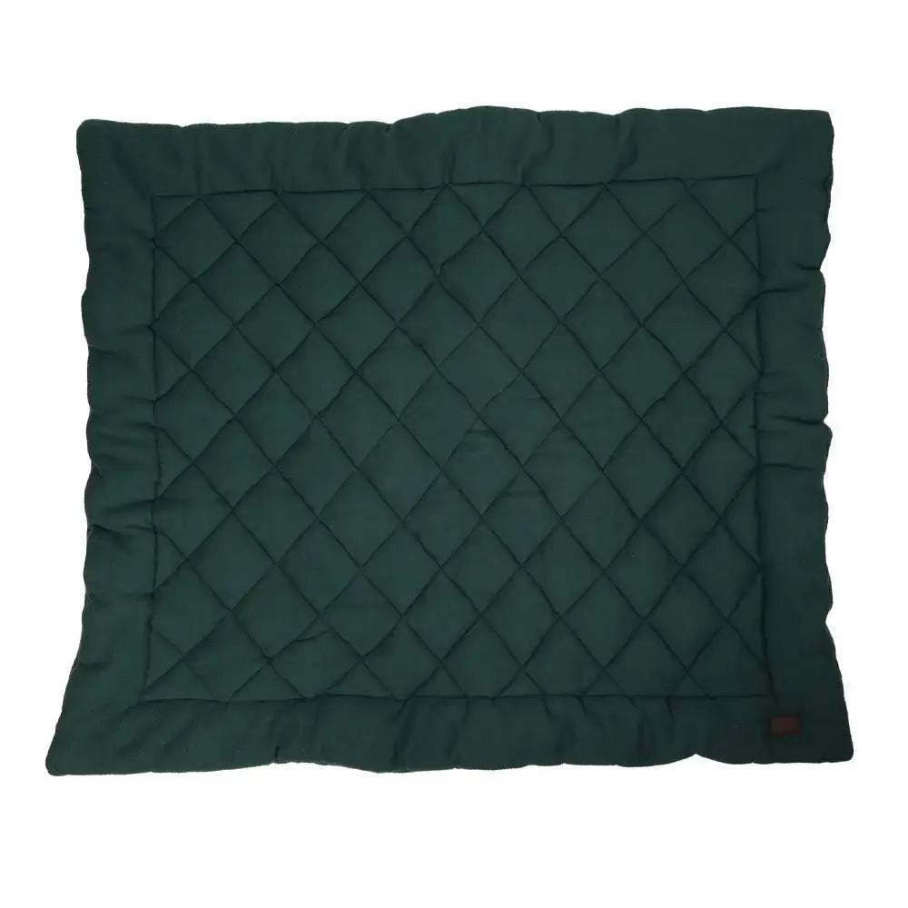 Dark green quilted fleece dog bed with diamond pattern and plush texture from benji & flo essential fleece line