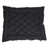 Black quilted fleece dog bed with diamond stitched pattern and plush fabric from benji and flo essential fleece collection