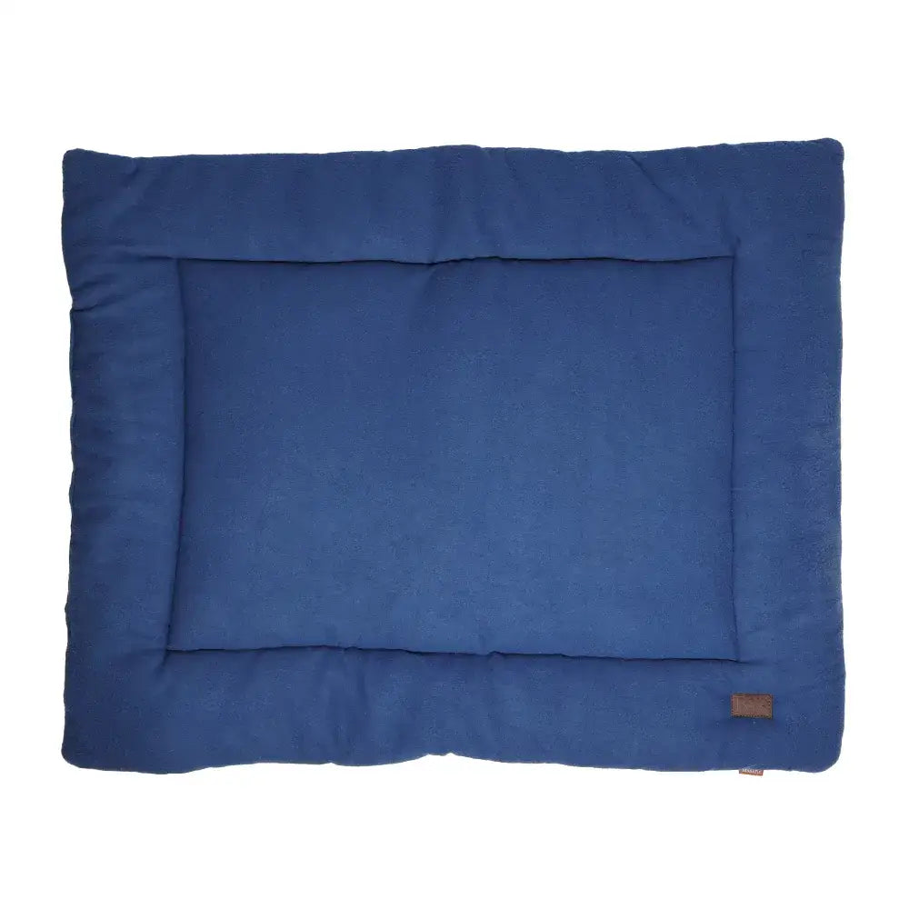 Benji and flo luxury fleece dog bed in blue with soft plush fleece fabric and subtle stitched border for cozy pets