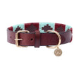 Benji & Flo Sublime Polo Leather Dog Collar Aqua/Fig Large Dog Collars