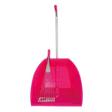 Bright pink big tidee speed skip dustpan with short weather-resistant metal rake attachment and matching handle