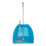 Bright blue big tidee speed dustpan with matching handle and attached short metal rake for easy cleanup