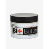 White plastic jar with black lid labeled bit butter travel size mouth softening complex restores feeling for equestrian use