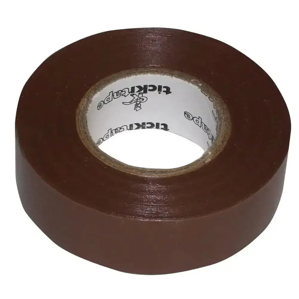 Brown bitz bandage tape with white inner core and tick tape logo ideal for horse boots and leg wraps
