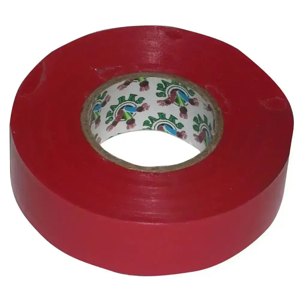 A roll of vibrant red bitz bandage tape with a glossy finish and patterned core for horse boots and leg wraps