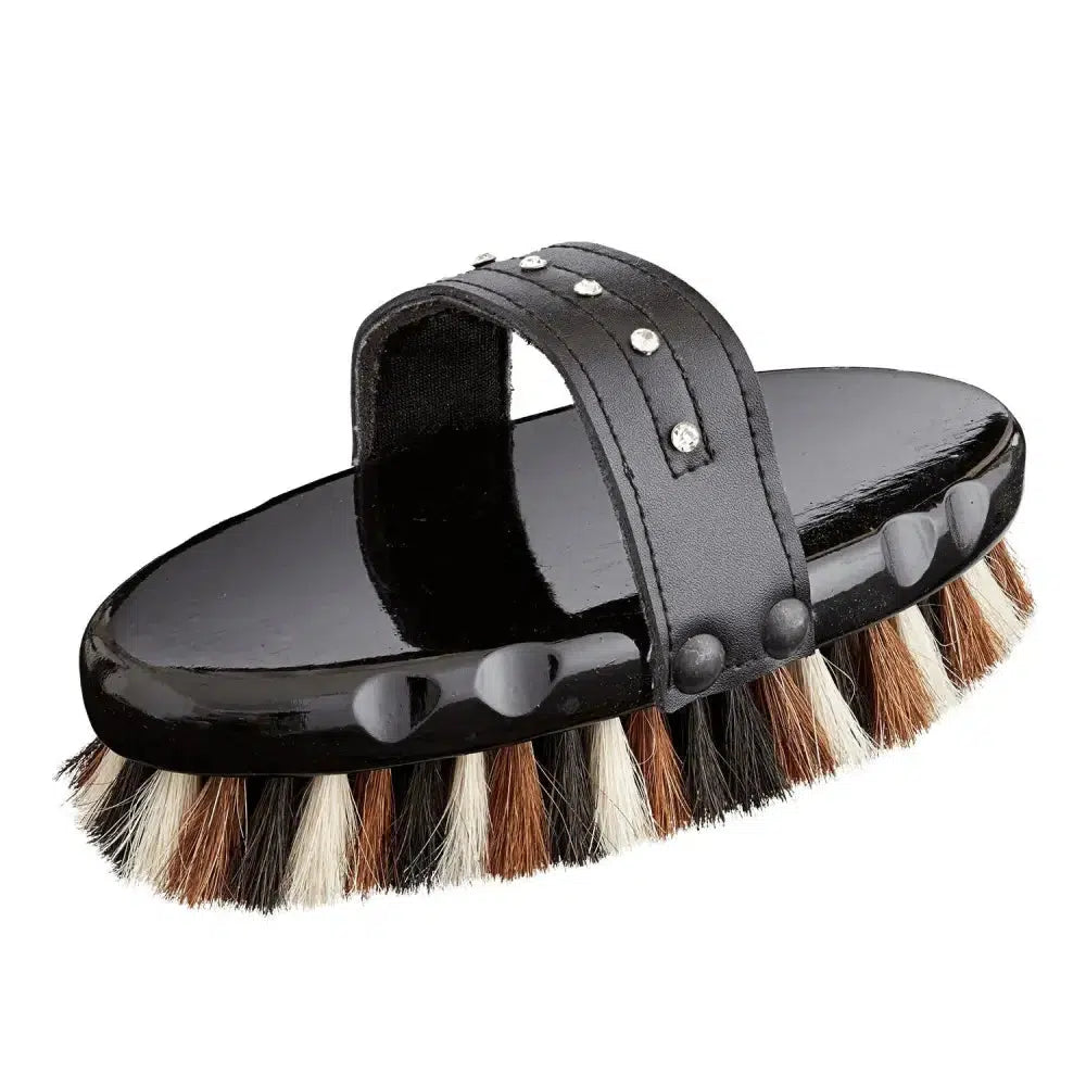 Bitz Body Brush Mixed Bristle Diamante Black Barnstaple Equestrian Supplies