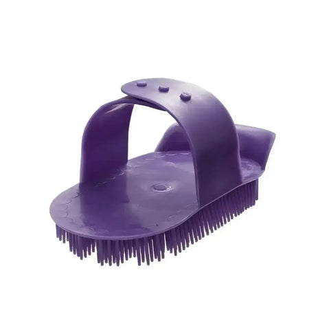 Purple bitz curry comb plastic horse brush with handle and dense bristles for traditional plastic curry grooming
