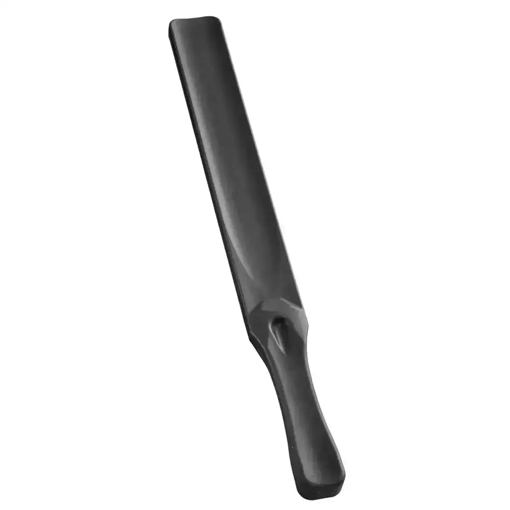 Black plastic bitz feed stirrer with smooth tapered handle and flat curved surface for easy stirring