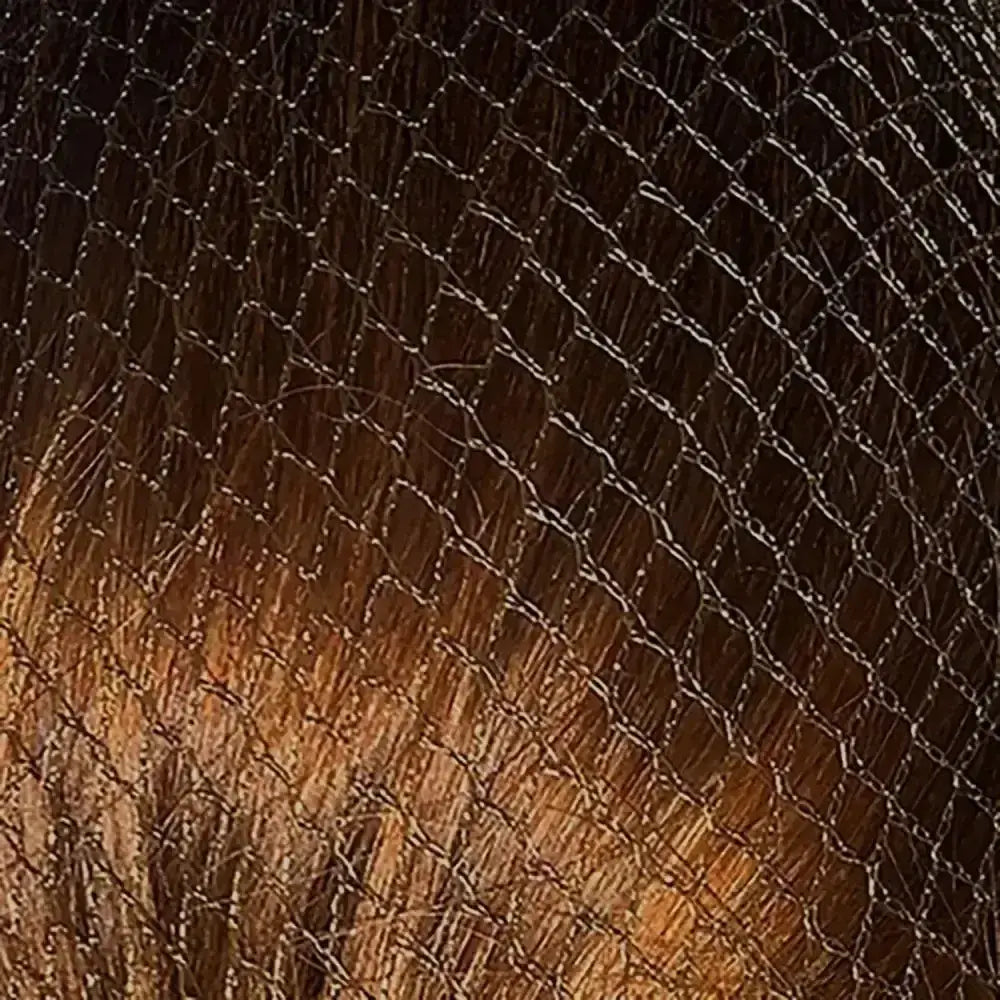 A delicate bitz hairnets metallic mesh veil with a dark brown to golden gradient, ideal as standard weight hairnets