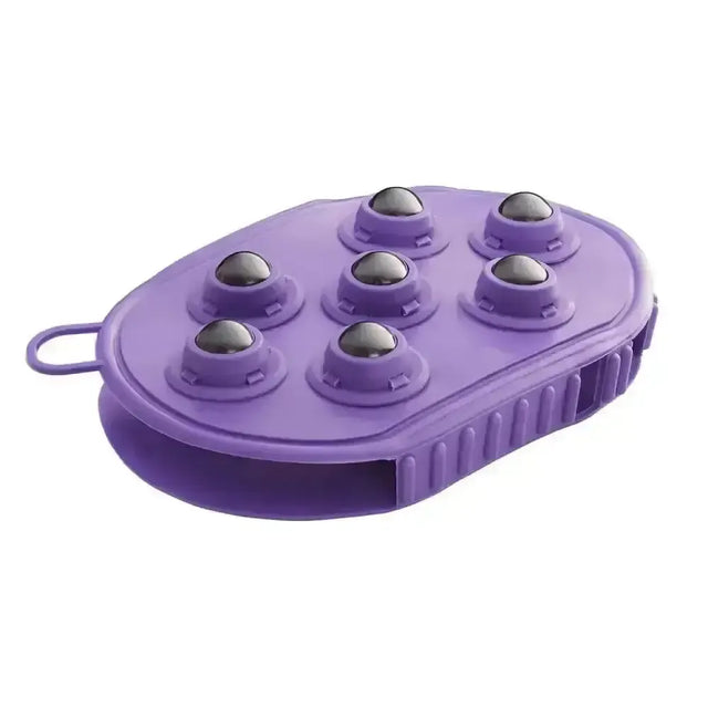 Bitz Massage Grooming Mitt with Magnetic Roller Balls Purple Massage Brushes