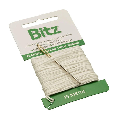 Bitz Plaiting Card With Needle Showing & Plaiting 15M White Barnstaple Equestrian Supplies