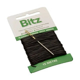 Bitz plaiting card with black plaiting thread and needle in green and white packaging for easy sewing use