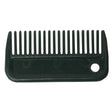 Black bitz plastic mane comb with evenly spaced teeth and rounded handle with hole ideal multi purpose comb